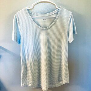a.n.a Light Blue Striped Short Sleeve Tee